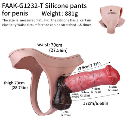 Realistic Horse Cock Sleeve Panty – Platinum Silicone Penis Extender Underwear for Hands-Free Wear