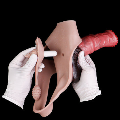 Realistic Horse Cock Sleeve Panty – Platinum Silicone Penis Extender Underwear for Hands-Free Wear