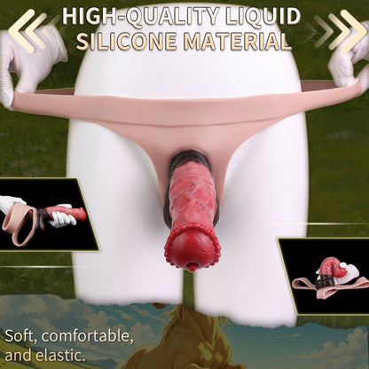 Realistic Horse Cock Sleeve Panty – Platinum Silicone Penis Extender Underwear for Hands-Free Wear
