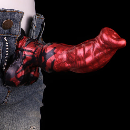 Blood-Red Silicone Fantasy Monster Blowjob - Dog-Shaped Knot Vagina Masturbator