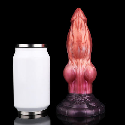 Crimson Silicone Monster Expansion Fantasy Dildo - Insertable Vaginal Masturbating Suction Cup Toy