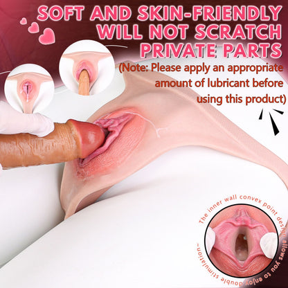 Boy-Style Strapon Realistic Fake Vagina - Penis Thrusting Flesh-like Silicone Wearable Pants