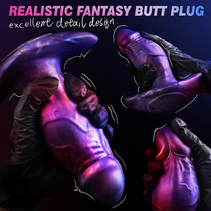 Fantasy Purple Silicone Fist Dildo – Wearable Anchor T-Base Anal Plug for Thick Expansion & Monster Sex