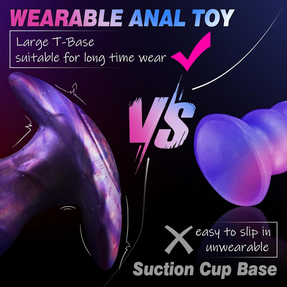 Fantasy Purple Silicone Fist Dildo – Wearable Anchor T-Base Anal Plug for Thick Expansion & Monster Sex
