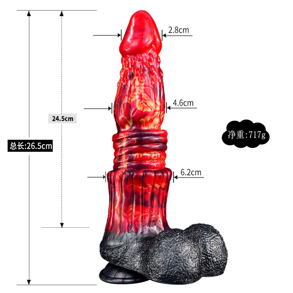 Blood Red Silicone Drake's Dick – Spiral Textured Fantasy Monster Dildo with Suction Cup