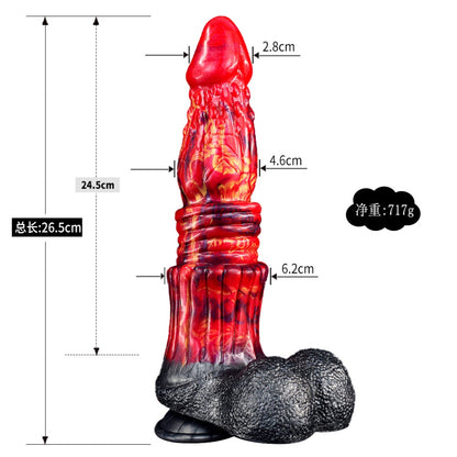 Blood Red Silicone Drake's Dick – Spiral Textured Fantasy Monster Dildo with Suction Cup