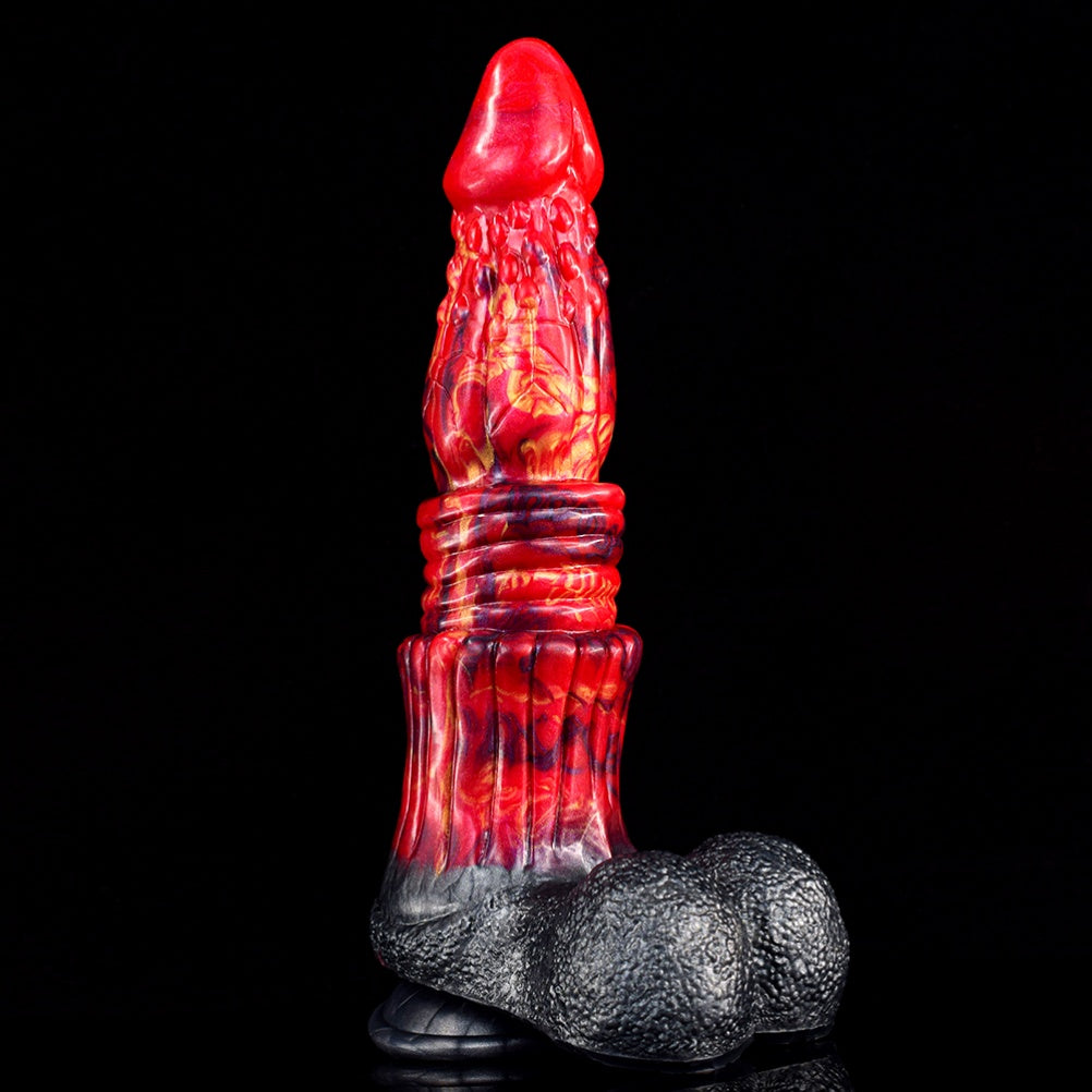 Blood Red Silicone Drake's Dick – Spiral Textured Fantasy Monster Dildo with Suction Cup
