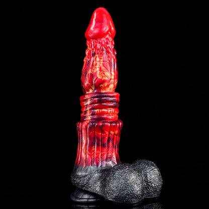 Blood Red Silicone Drake's Dick – Spiral Textured Fantasy Monster Dildo with Suction Cup