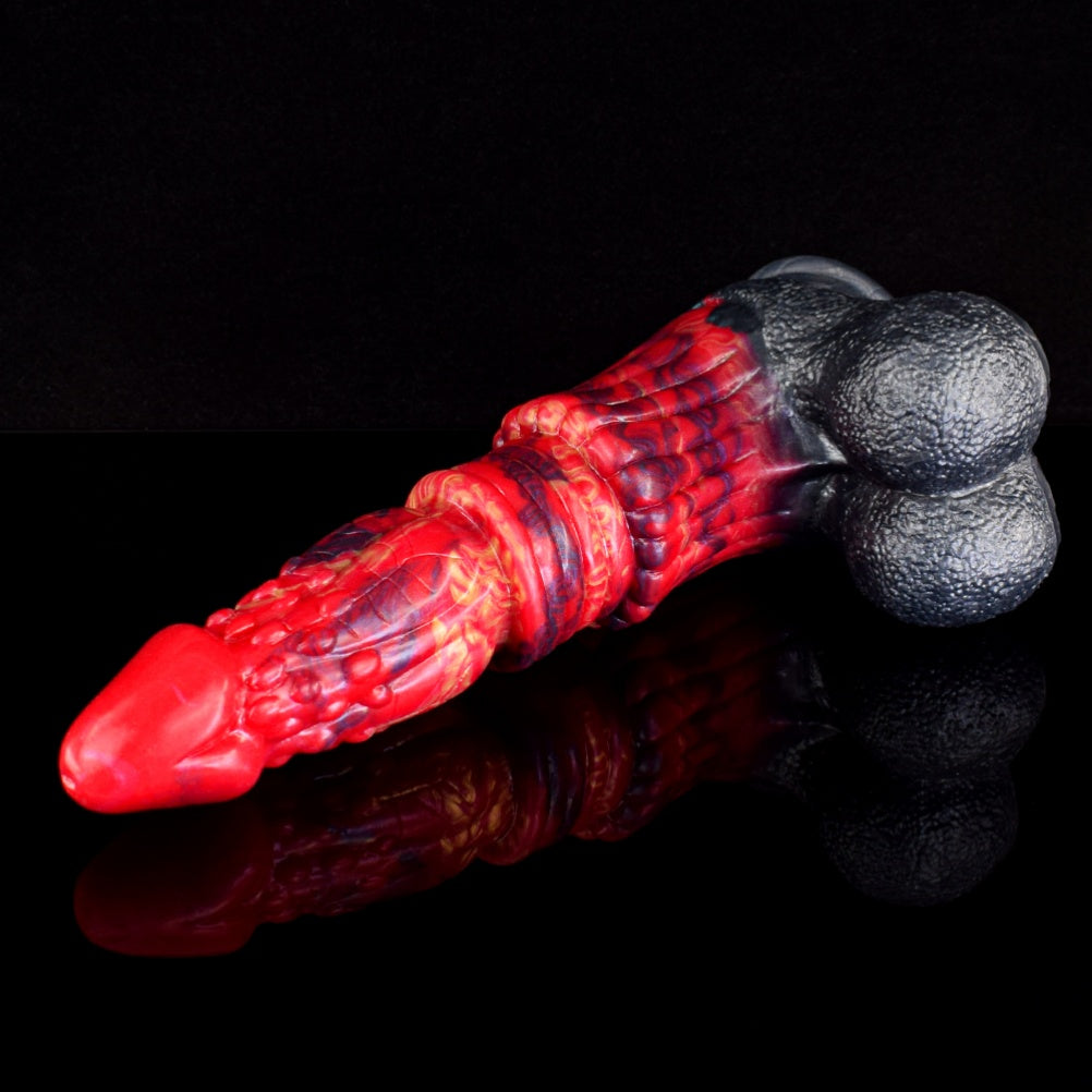 Blood Red Silicone Drake's Dick – Spiral Textured Fantasy Monster Dildo with Suction Cup