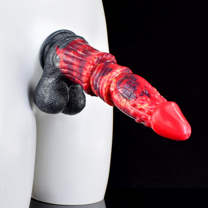 Blood Red Silicone Drake's Dick – Spiral Textured Fantasy Monster Dildo with Suction Cup