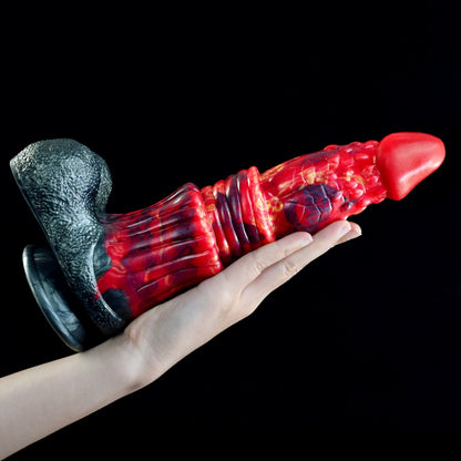Blood Red Silicone Drake's Dick – Spiral Textured Fantasy Monster Dildo with Suction Cup