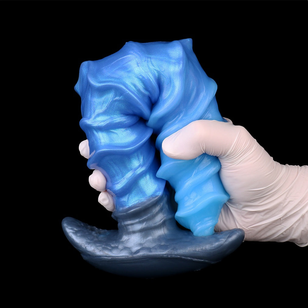 Fantasy Spiral Strapon Anal Dildo – "Tide-Anchor Spine" Blue Silicone Sex Toys for Orgasmic Massage