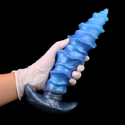 Fantasy Spiral Strapon Anal Dildo – "Tide-Anchor Spine" Blue Silicone Sex Toys for Orgasmic Massage