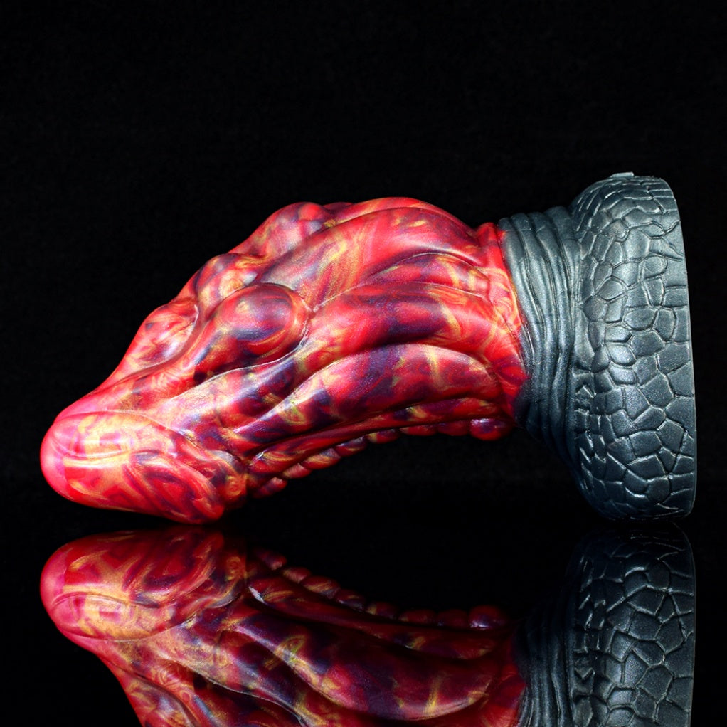 Godemiché Monstre Fantastique Dragon de Feu – Pénis texturé avec ventouse pour fantasmes sexuels