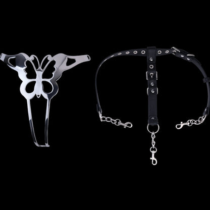 Butterfly Bettie Bondage Metal Crotchless Panties - Erotic Tease BDSM Strapon Sex Toys