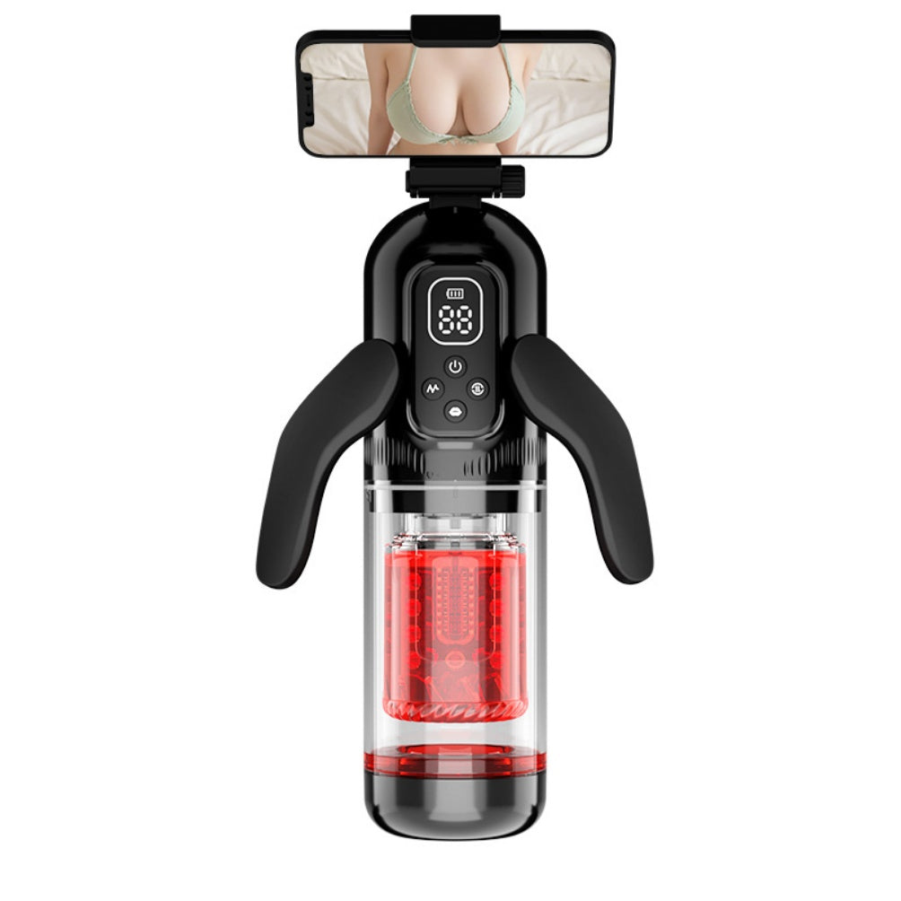 Mehrfrequenz-Vibration, männlicher Penis-Massage-Blowjob-Cup – rotierendes Masturbationsspielzeug mit zwei Griffen