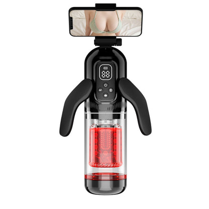 Mehrfrequenz-Vibration, männlicher Penis-Massage-Blowjob-Cup – rotierendes Masturbationsspielzeug mit zwei Griffen