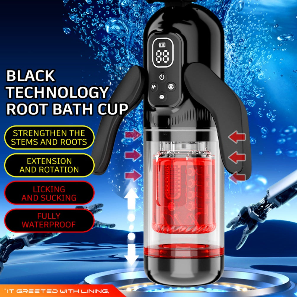 Mehrfrequenz-Vibration, männlicher Penis-Massage-Blowjob-Cup – rotierendes Masturbationsspielzeug mit zwei Griffen