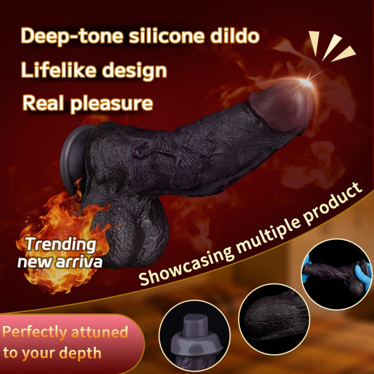 Domlust Black Duke – Dual-Layer Platinum Silicone Realistic Dildo with Suction Cup
