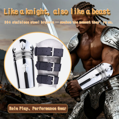 Medieval-Style Heavy Metal Bracers-Elevate Your Power Play and Bondage Rituals