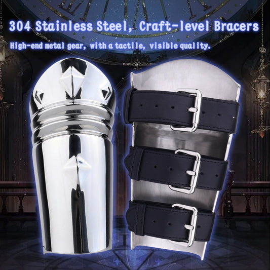 Medieval-Style Heavy Metal Bracers-Elevate Your Power Play and Bondage Rituals