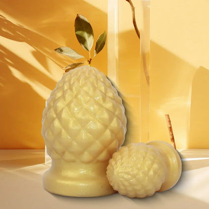 Pineapple-Shaped Fantasy Fist Butt Plug Silicone Dildo - Yellow Silicone Vaginal Expansion Toy for Women