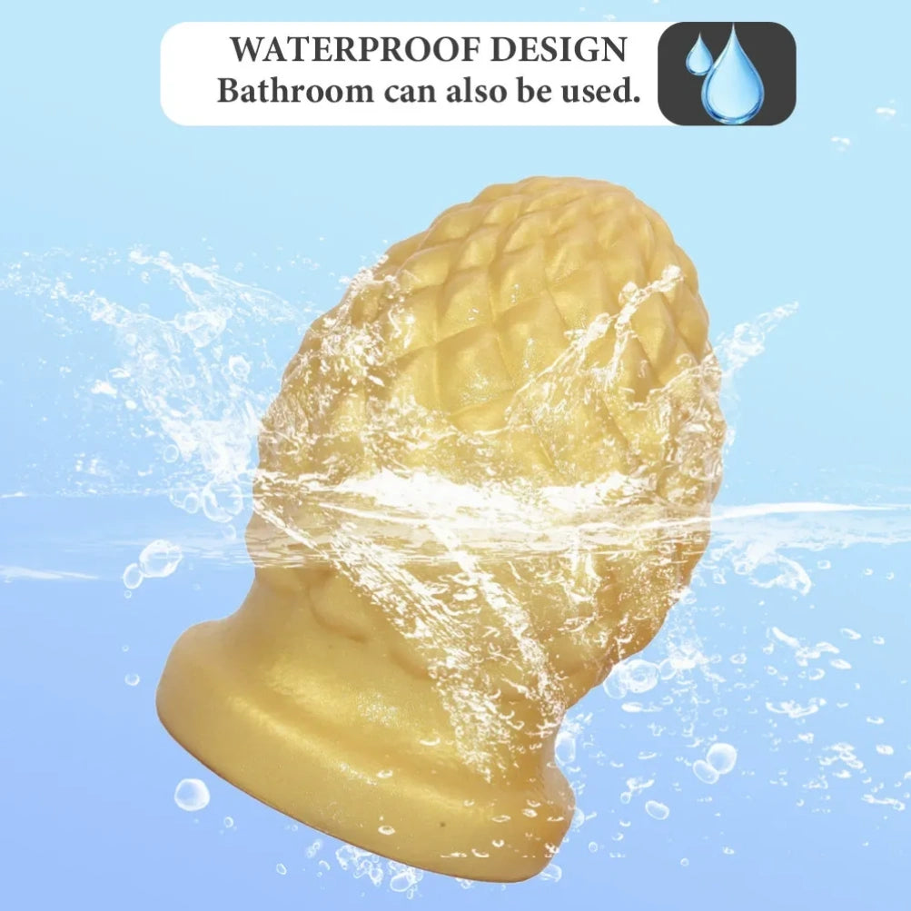 Pineapple-Shaped Fantasy Fist Butt Plug Silicone Dildo - Yellow Silicone Vaginal Expansion Toy for Women