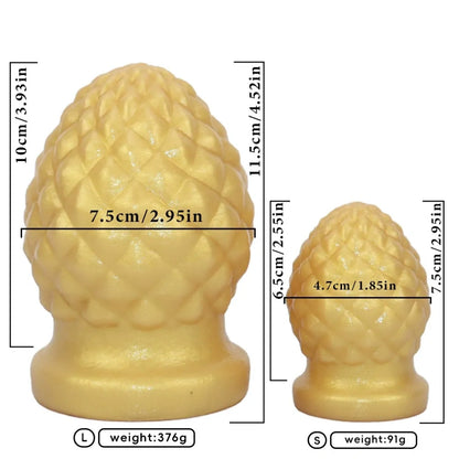 Pineapple-Shaped Fantasy Fist Butt Plug Silicone Dildo - Yellow Silicone Vaginal Expansion Toy for Women