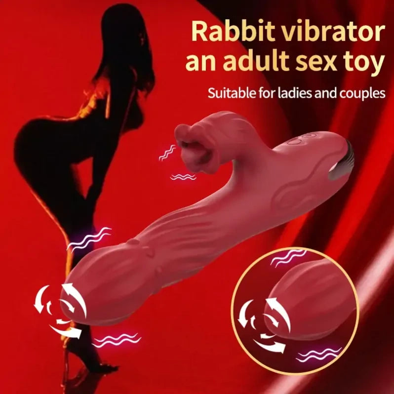 Baguette magique vibrante à langue rotative - Outil en silicone pour stimuler l'orgasme vaginal féminin