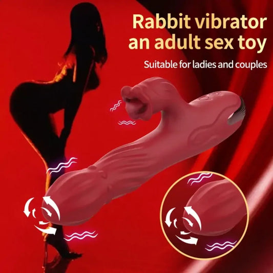 Rotating Tongue Vibrating Magic Wand - Silicone Tool for Stimulating Female Vaginal Orgasm