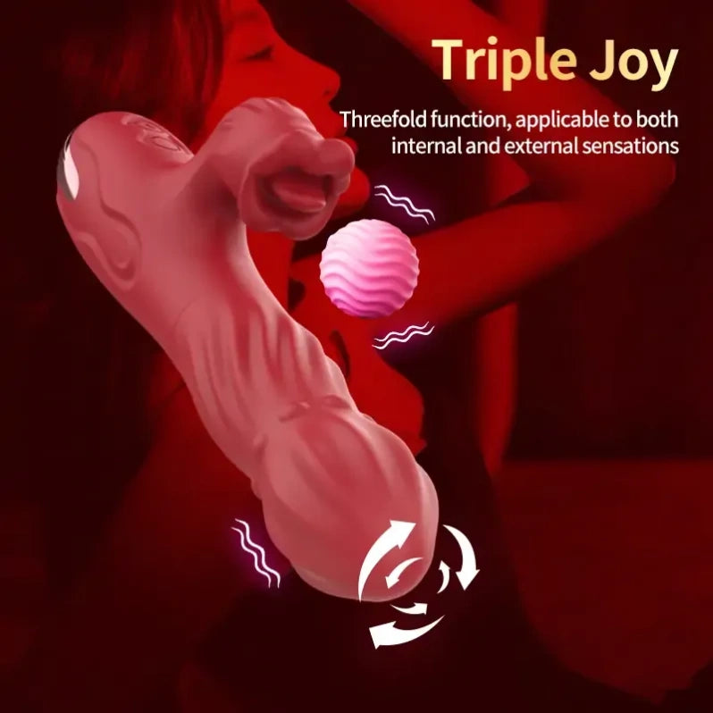 Baguette magique vibrante à langue rotative - Outil en silicone pour stimuler l'orgasme vaginal féminin