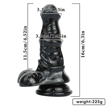 Black Silicone Realistic Horse Dildo – Compact and Convenient Insertion Vaginal Masturbation Toy