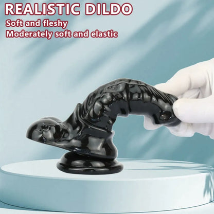 Black Silicone Realistic Horse Dildo – Compact and Convenient Insertion Vaginal Masturbation Toy