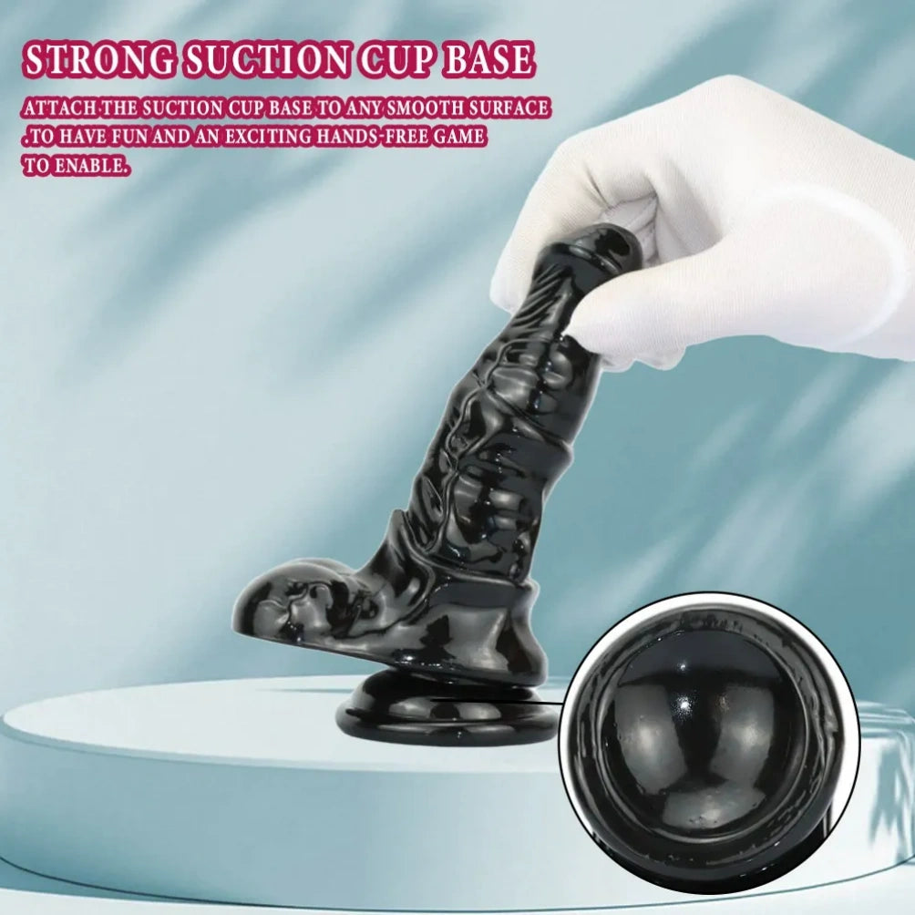 Black Silicone Realistic Horse Dildo – Compact and Convenient Insertion Vaginal Masturbation Toy