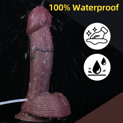 Extra Long Fantasy Squirting Dildo - Realistic 10 inch Real Penis Texture Black Silicone Anal Toy