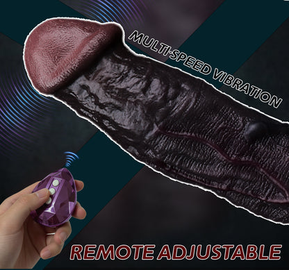 Black Platinum Silicone Vibrating Cock Sleeve | BBC Penis Sleeve with Remote Control & 9 Vibration Modes