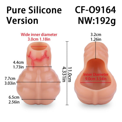 Realistic Fleshy Silicone Wearable Testicle Sleeve – Erection Restricting Chastity Cage Sex Toys for Men