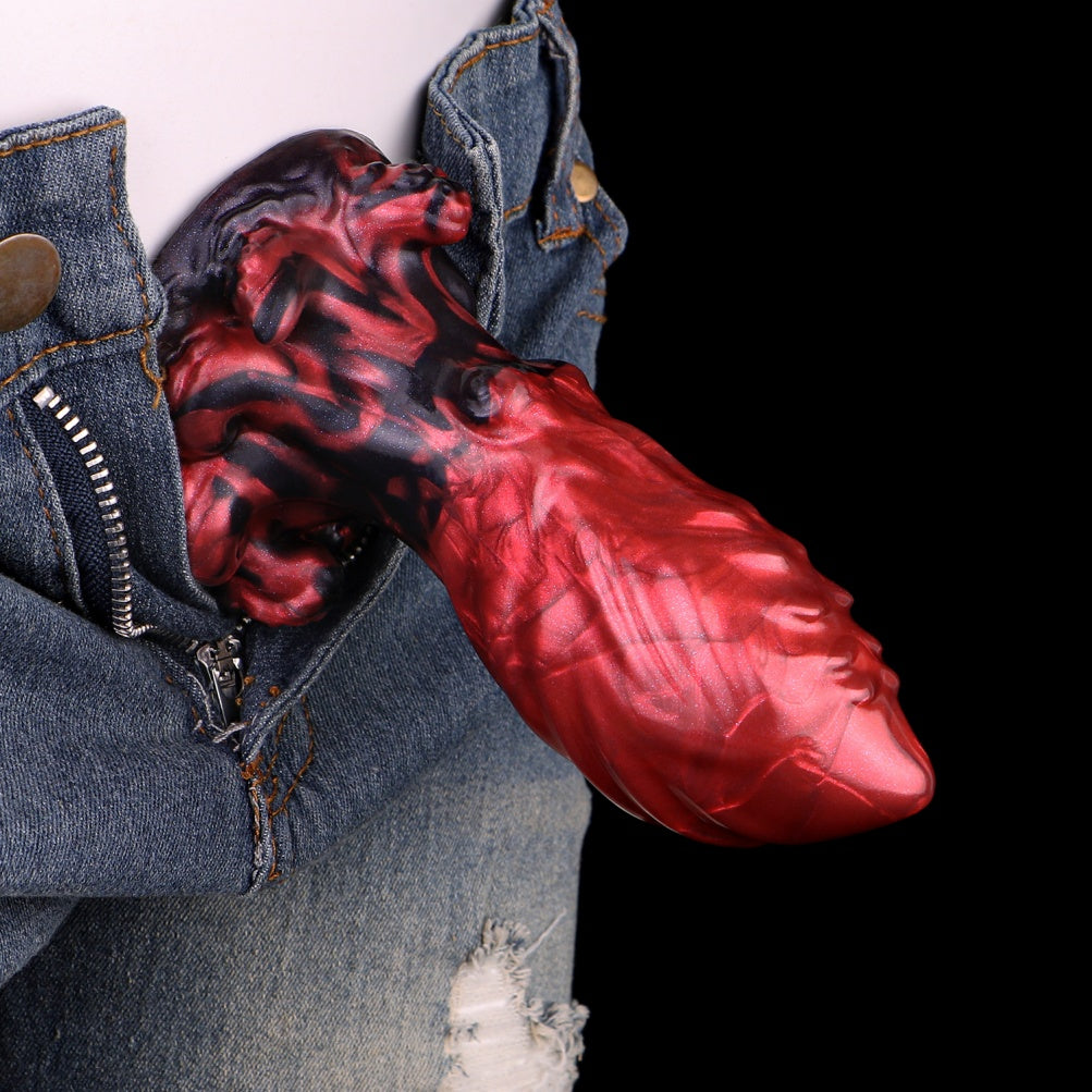 Giant Fantasy Fist Dildo - Female Anal and Vaginal Expansion Blood-Red Silicone Toy