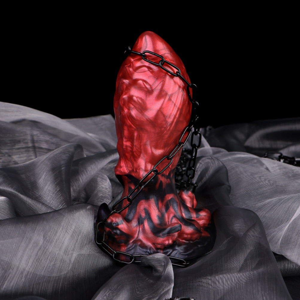 Giant Fantasy Fist Dildo - Female Anal and Vaginal Expansion Blood-Red Silicone Toy