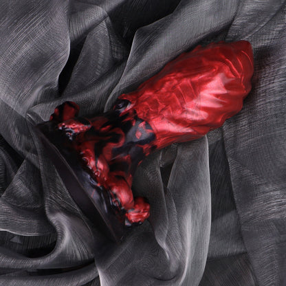 Giant Fantasy Fist Dildo - Female Anal and Vaginal Expansion Blood-Red Silicone Toy