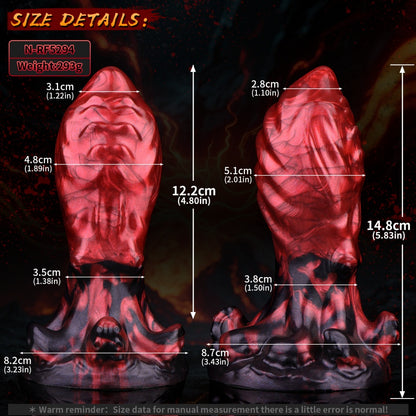 Giant Fantasy Fist Dildo - Female Anal and Vaginal Expansion Blood-Red Silicone Toy