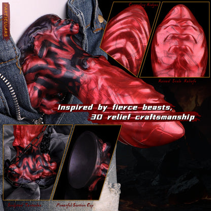 Giant Fantasy Fist Dildo - Female Anal and Vaginal Expansion Blood-Red Silicone Toy
