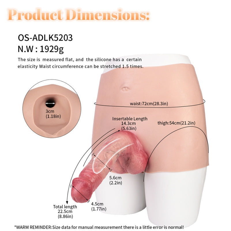 Giant Fantasy Realistic Cock Sleeve Pants – Wearable Flesh-Toned Silicone Extension and Ejaculation Control Tool for Men