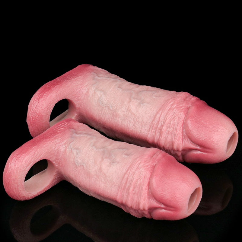 Silicone Life Size Penis Sleeve Extender - Male Cock Sheath Comfor Wear Pegging Sexual