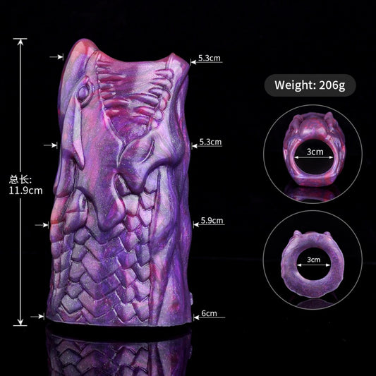Biomorphic Dragon-Maw Purple Silicone Penis Sleeve – Precision Fit Male Sex Toys to Delay Climax