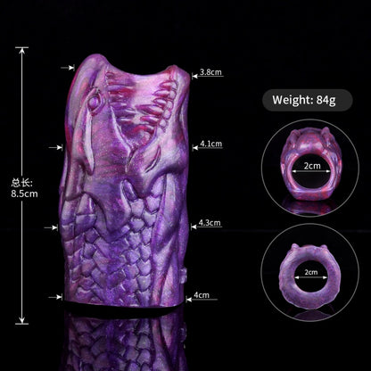 Biomorphic Dragon-Maw Purple Silicone Penis Sleeve – Precision Fit Male Sex Toys to Delay Climax