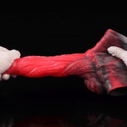 Big Glans Penissleeve Extender - Red-Black Fantasy Cock Sleeve Male Pegging Enhancement