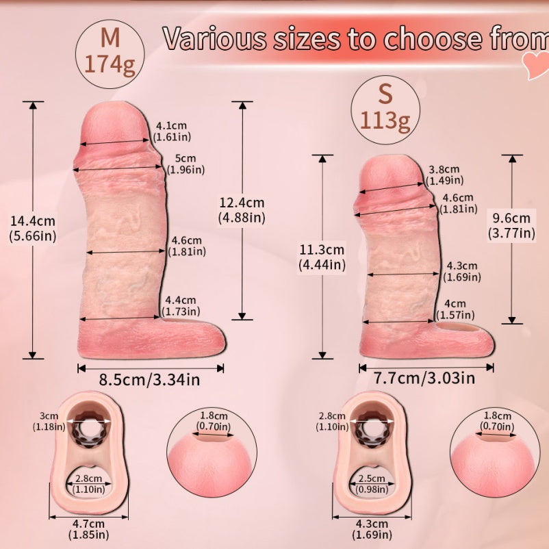 Silicone Life Size Penis Sleeve Extender - Male Cock Sheath Comfor Wear Pegging Sexual
