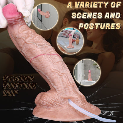 Flesh-Toned Silicone Realistic Fake Cum Dildo – Strap-On Compatible Suction Cup Vaginal Masturbation