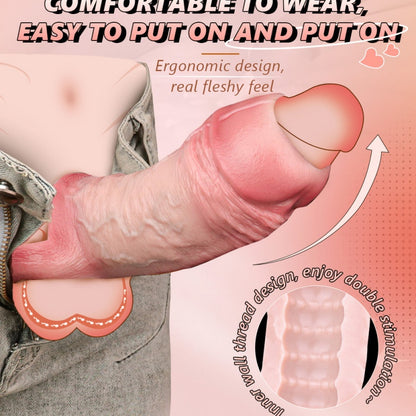 Silicone Life Size Penis Sleeve Extender - Male Cock Sheath Comfor Wear Pegging Sexual